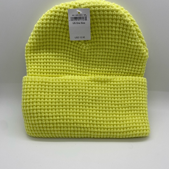 NWT American Eagle Waffle Knit One Size Beanie Neon - Picture 2 of 4